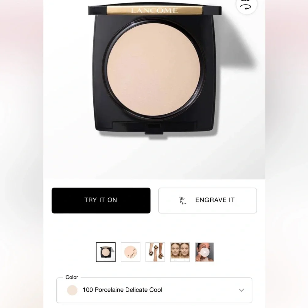 LANCÔME PARIS DUAL FINISH Colors-100 Porcelaine Delicate and COSMETIC BAG